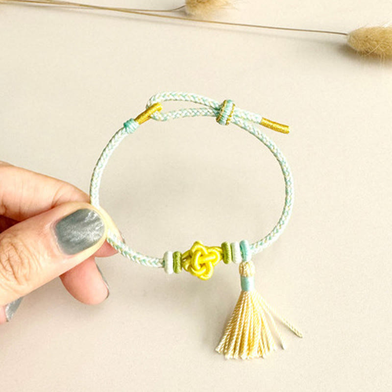 Buddha Stones Colorful String Peach Blossom Knot Tassels Protection Bracelet - image 5
