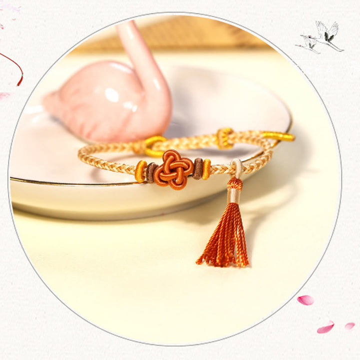 Buddha Stones Colorful String Peach Blossom Knot Tassels Protection Bracelet - image 10