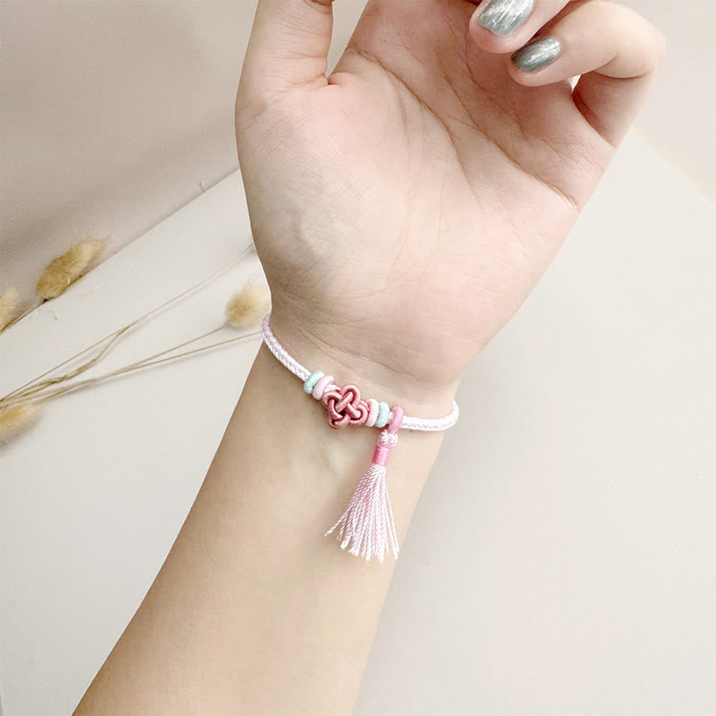 Buddha Stones Colorful String Peach Blossom Knot Tassels Protection Bracelet - image 2
