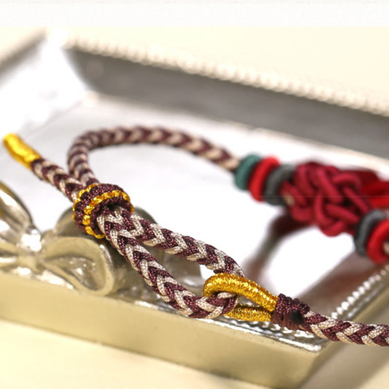 Buddha Stones Colorful String Peach Blossom Knot Tassels Protection Bracelet - image 13