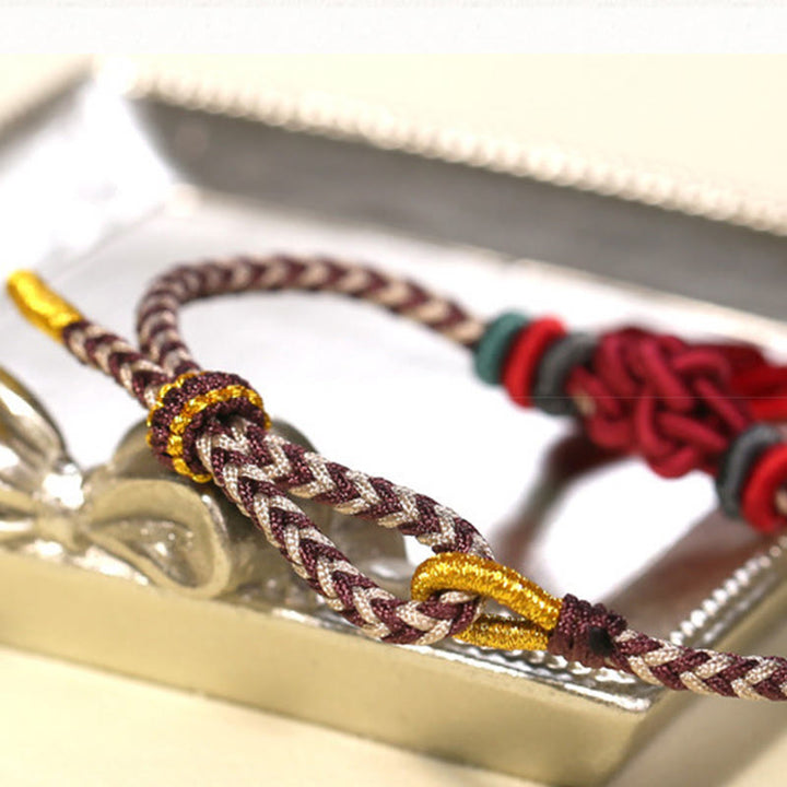 Buddha Stones Colorful String Peach Blossom Knot Tassels Protection Bracelet - image 13