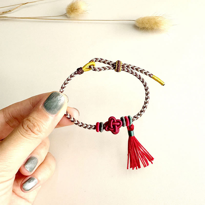 Buddha Stones Colorful String Peach Blossom Knot Tassels Protection Bracelet - image 12