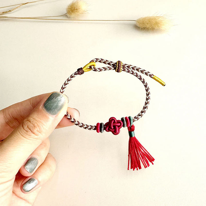 Buddha Stones Colorful String Peach Blossom Knot Tassels Protection Bracelet - image 12