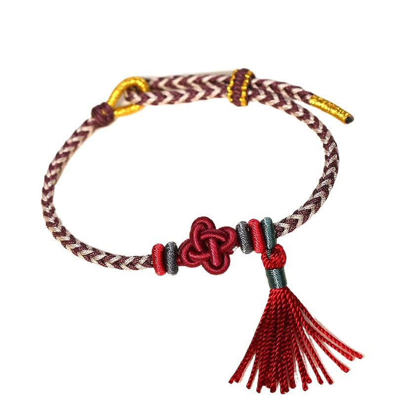 Buddha Stones Colorful String Peach Blossom Knot Tassels Protection Bracelet - image 14