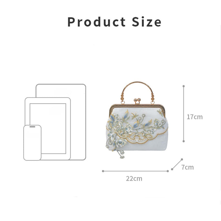 Buddha Stones Jasmine Flowers Embroidery Pearl Chain Crossbody Bag Handbags - image 6