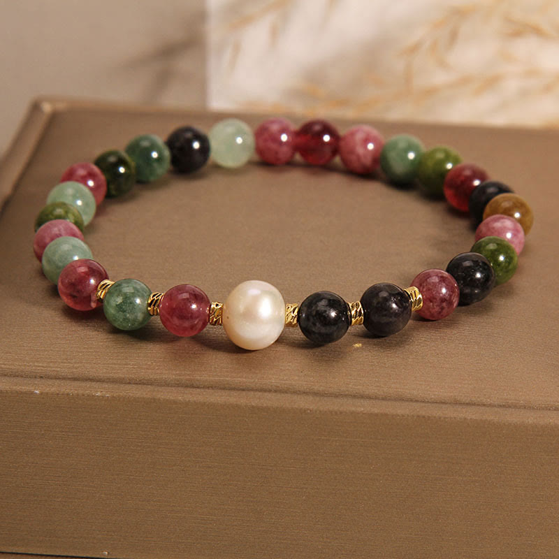Buddha Stones Tourmaline Pearl Wisdom Bracelet - image 1