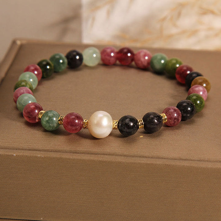 Buddha Stones Tourmaline Pearl Wisdom Bracelet - image 1