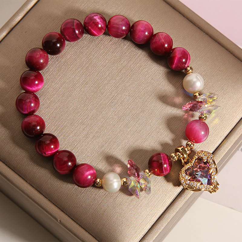 Buddha Stones Red Tiger Eye Citrine Amethyst Heart Calm Bracelet - image 4