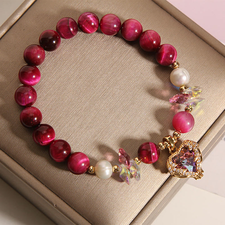 Buddha Stones Red Tiger Eye Citrine Amethyst Heart Calm Bracelet - image 4