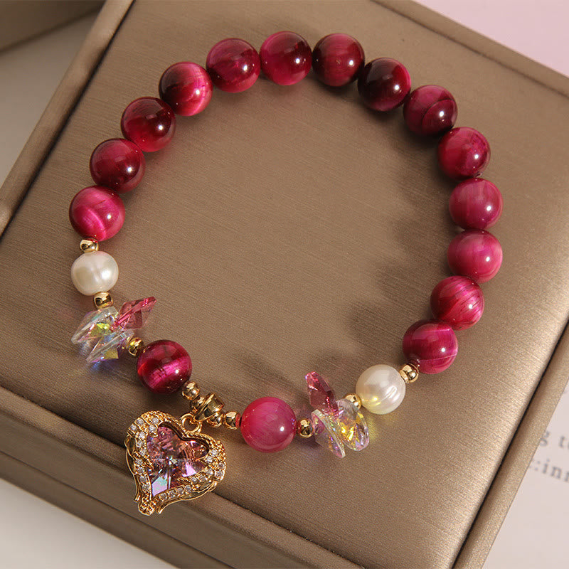 Buddha Stones Red Tiger Eye Citrine Amethyst Heart Calm Bracelet - image 3