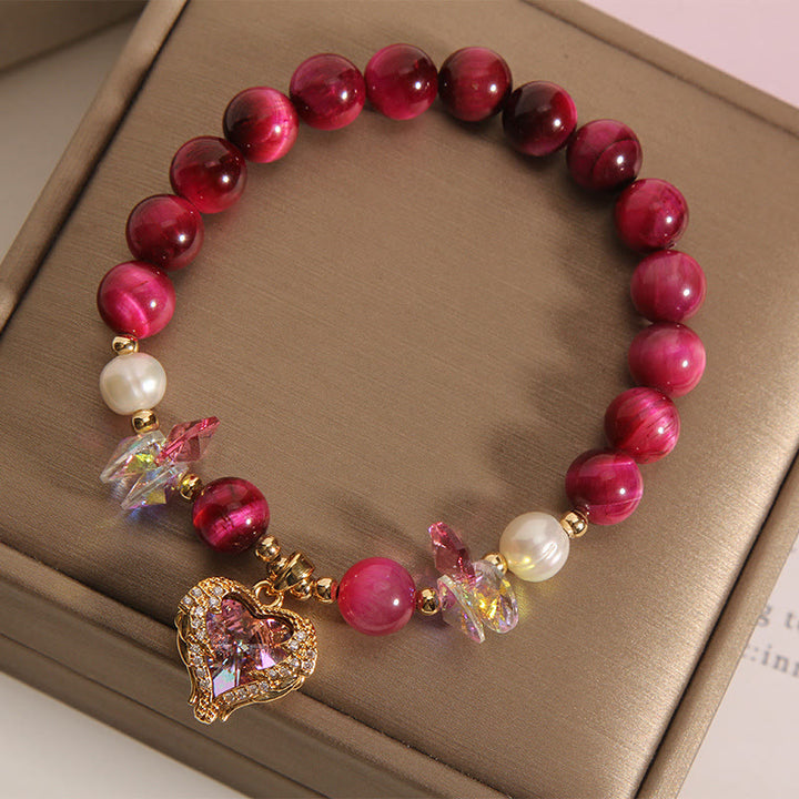 Buddha Stones Red Tiger Eye Citrine Amethyst Heart Calm Bracelet - image 3