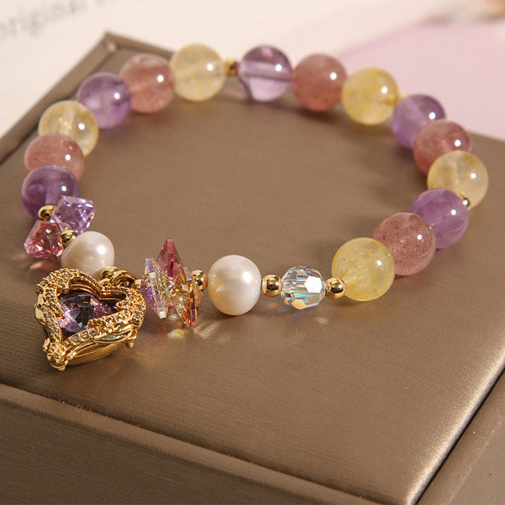 Buddha Stones Red Tiger Eye Citrine Amethyst Heart Calm Bracelet - image 10