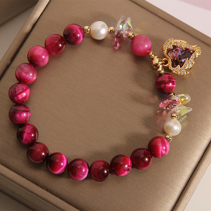 Buddha Stones Red Tiger Eye Citrine Amethyst Heart Calm Bracelet - image 2