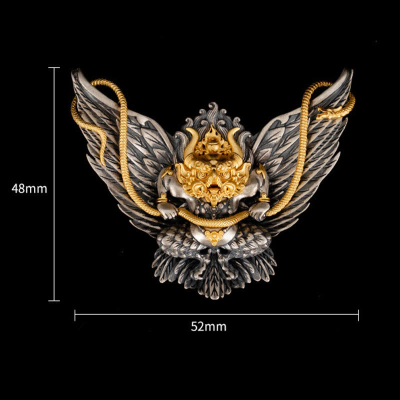 Buddha Stones 925 Sterling Silver Tibetan Garuda Bird Dragon Snake Wisdom Necklace Pendant - image 7