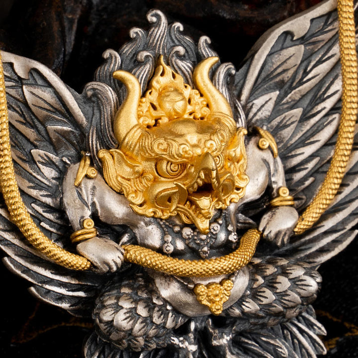 Buddha Stones 925 Sterling Silver Tibetan Garuda Bird Dragon Snake Wisdom Necklace Pendant - image 6