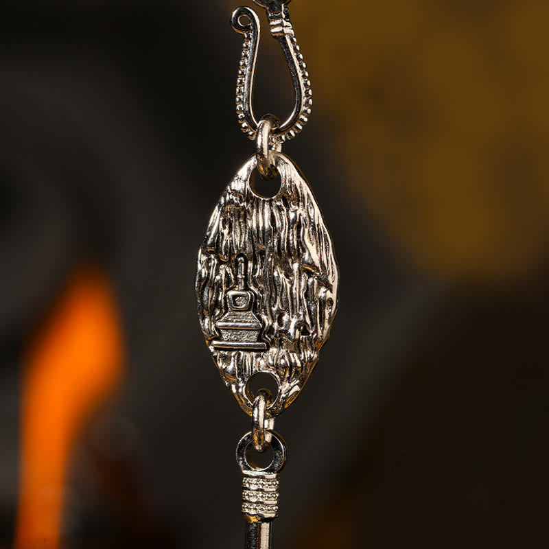 Buddha Stones 925 Sterling Silver Tibet Yellow Jambhala God of Wealth Blessing Necklace Pendant - image 19