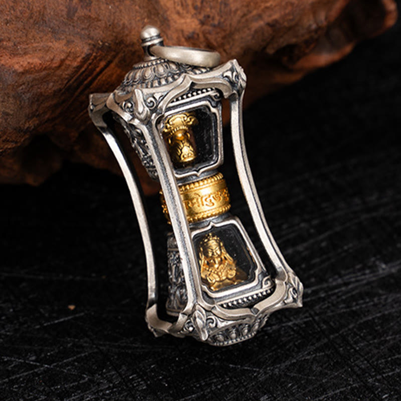 Buddha Stones 925 Sterling Silver Tibetan Zakiram Goddess of Wealth Blessing Necklace Pendant - image 2