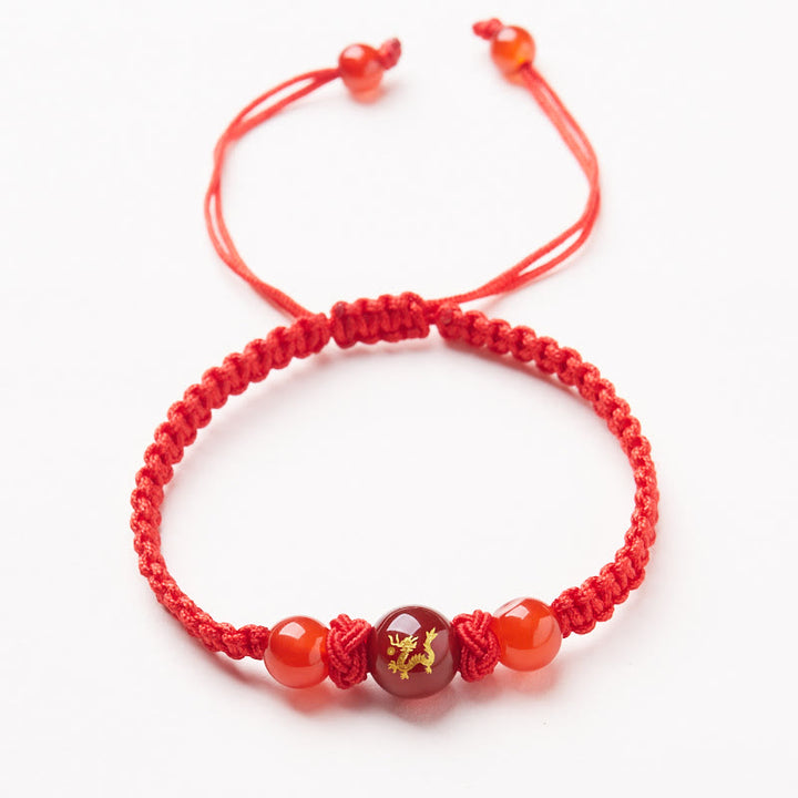 Buddha Stones Natural Red Agate Chinese Zodiac Red String Braided Protection Luck Bracelet - Red Agate Chinese Zodiac-Dragon - image 14