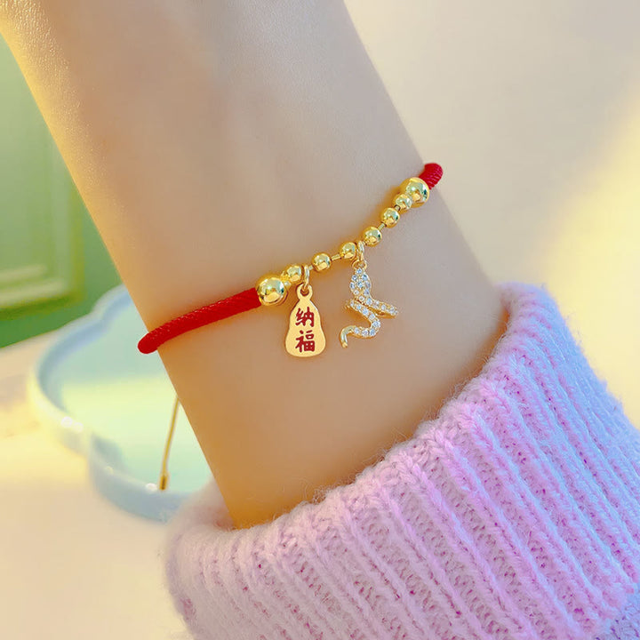Buddha Stones Handmade Red String Fu Character Year Of The Snake Protection Braided Bracelet - image 5