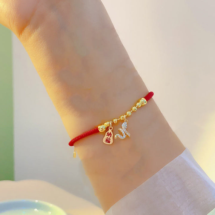 Buddha Stones Handmade Red String Fu Character Year Of The Snake Protection Braided Bracelet - image 6