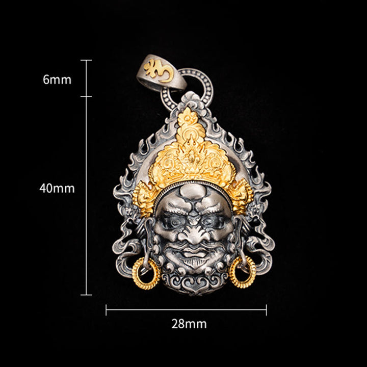 Buddha Stones 925 Sterling Silver Tibetan Yellow Jambhala God of Wealth Protection Necklace Pendant - image 8