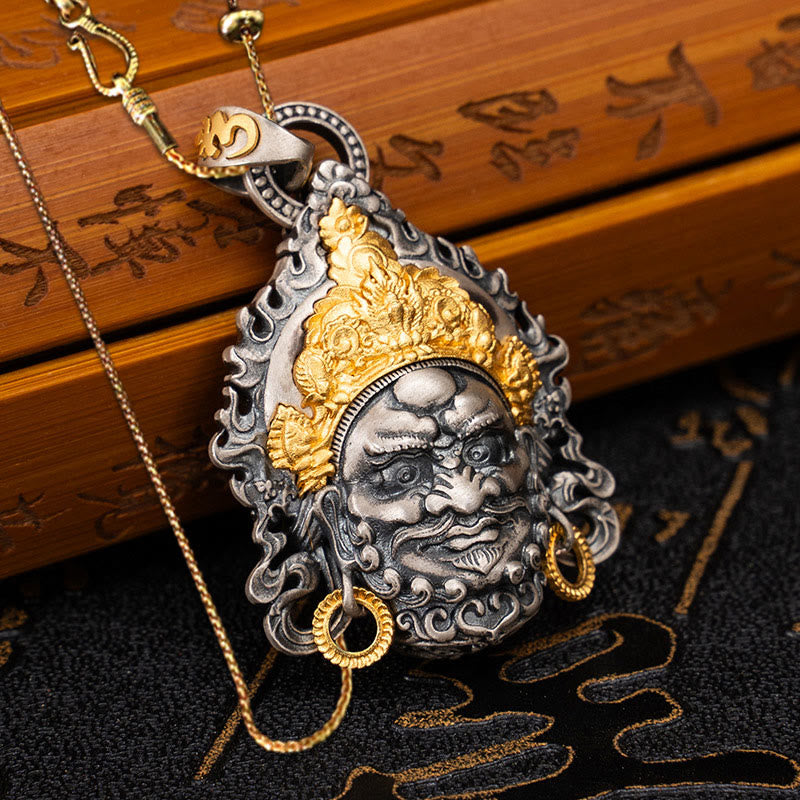 Buddha Stones 925 Sterling Silver Tibetan Yellow Jambhala God of Wealth Protection Necklace Pendant - Yellow Jambhala&58cm Golden Copper Chain - image 12