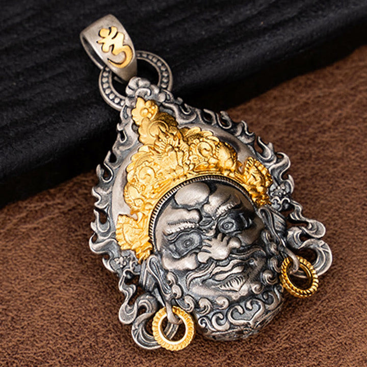 Buddha Stones 925 Sterling Silver Tibetan Yellow Jambhala God of Wealth Protection Necklace Pendant - image 3