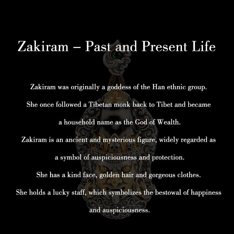 Buddha Stones 925 Sterling Silver Tibetan Zakiram Goddess of Wealth Dzi Bead Protection Necklace Pendant - image 13