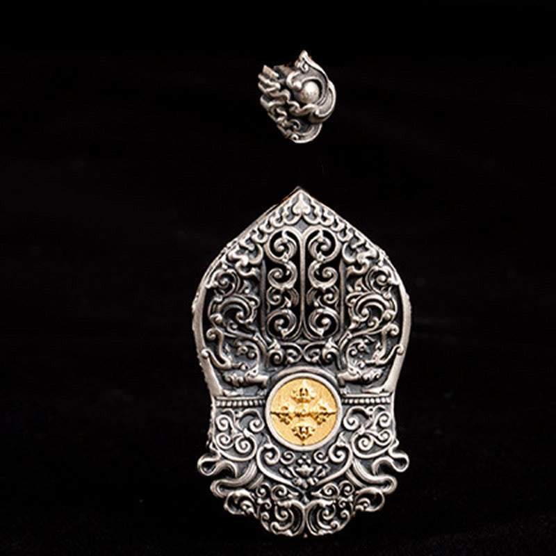 Buddha Stones 925 Sterling Silver Tibetan Zakiram Goddess of Wealth Dzi Bead Protection Necklace Pendant - image 11
