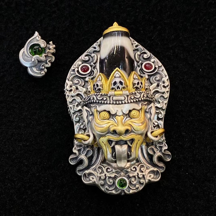 Buddha Stones 925 Sterling Silver Tibetan Zakiram Goddess of Wealth Dzi Bead Protection Necklace Pendant - Zakiram Dzi Bead(Pendant Only) - 52cm The Lord of the Corpse Forest Copper Chain - image 25