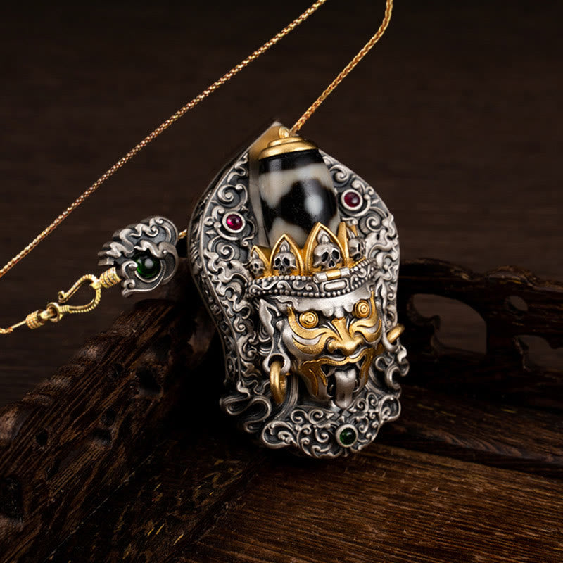Buddha Stones 925 Sterling Silver Tibetan Zakiram Goddess of Wealth Dzi Bead Protection Necklace Pendant - Zakiram(Pendant Only) - 58cm Golden Copper Chain - image 15