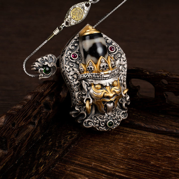 Buddha Stones 925 Sterling Silver Tibetan Zakiram Goddess of Wealth Dzi Bead Protection Necklace Pendant - Zakiram(Pendant Only) - 50cm Zakiram Copper Chain - image 17