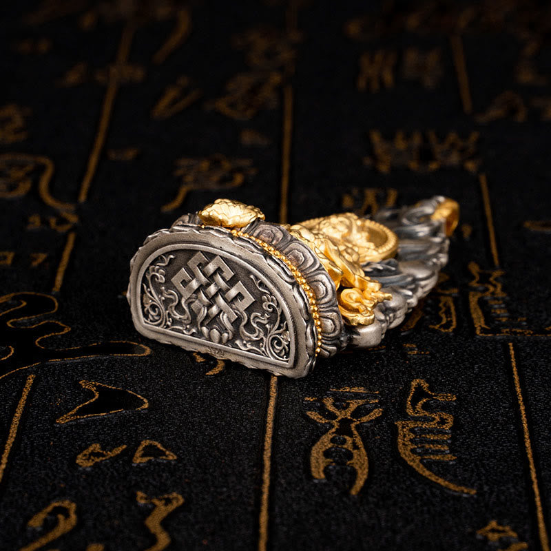 Buddha Stones 925 Sterling Silver Tibet Yellow Jambhala God of Wealth Blessing Necklace Pendant - image 3