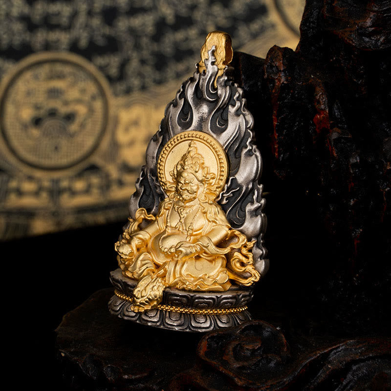 Buddha Stones 925 Sterling Silver Tibet Yellow Jambhala God of Wealth Blessing Necklace Pendant - Yellow Jambhala(Pendant Only) - image 0