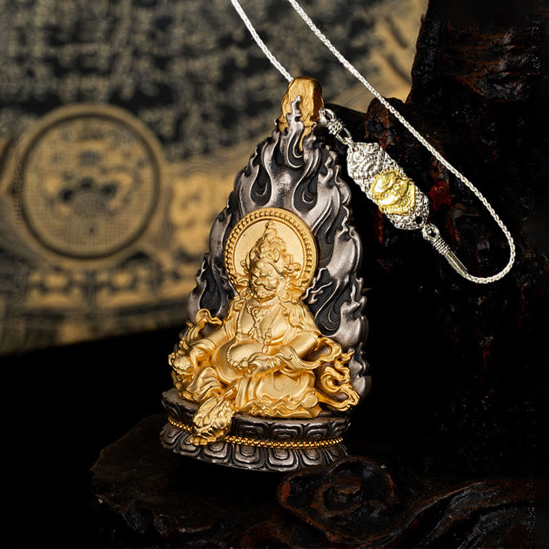 Buddha Stones 925 Sterling Silver Tibet Yellow Jambhala God of Wealth Blessing Necklace Pendant - Yellow Jambhala&52cm The Lord of the Corpse Forest Copper Chain - image 20