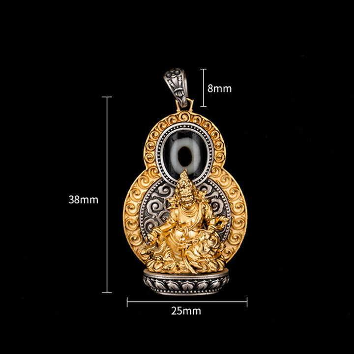 Buddha Stones 925 Sterling Silver Tibet Yellow Jambhala God of Wealth Dzi Bead Om Mani Padme Hum Happiness Necklace Pendant - image 9
