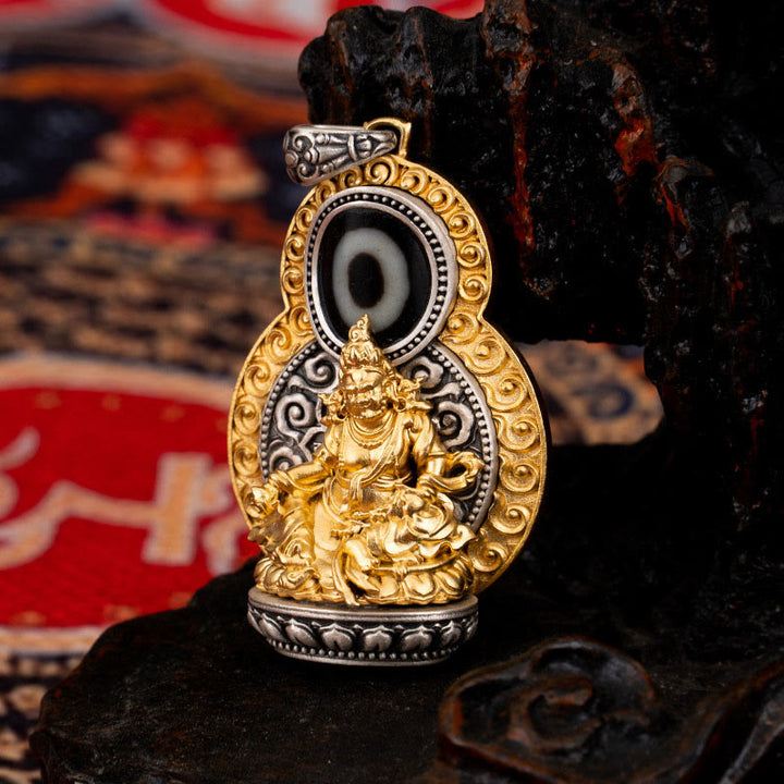 Buddha Stones 925 Sterling Silver Tibet Yellow Jambhala God of Wealth Dzi Bead Om Mani Padme Hum Happiness Necklace Pendant - image 8