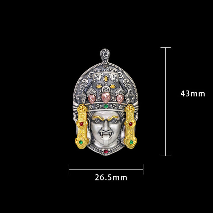 Buddha Stones 925 Sterling Silver Tibetan Zakiram Goddess of Wealth Keep Away Evil Spirits Necklace Pendant - image 6