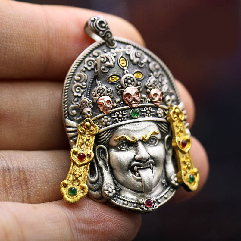 Buddha Stones 925 Sterling Silver Tibetan Zakiram Goddess of Wealth Keep Away Evil Spirits Necklace Pendant - Zakiram(Pendant Only) - image 0