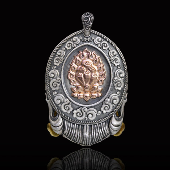 Buddha Stones 925 Sterling Silver Tibetan Zakiram Goddess of Wealth Keep Away Evil Spirits Necklace Pendant - image 2
