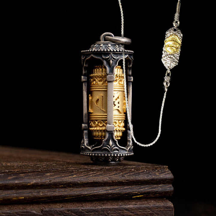 Buddha Stones 925 Sterling Silver Tibetan Prayer Wheel Om Mani Padme Hum Wisdom Necklace Pendant - Prayer Wheel&52cm The Lord of the Corpse Forest Copper Chain - image 20