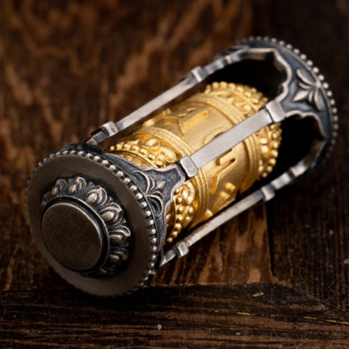 Buddha Stones 925 Sterling Silver Tibetan Prayer Wheel Om Mani Padme Hum Wisdom Necklace Pendant - image 3