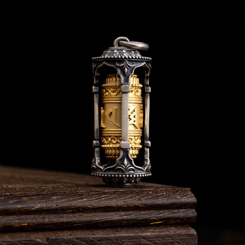 Buddha Stones 925 Sterling Silver Tibetan Prayer Wheel Om Mani Padme Hum Wisdom Necklace Pendant - Prayer Wheel(Pendant Only) - image 0