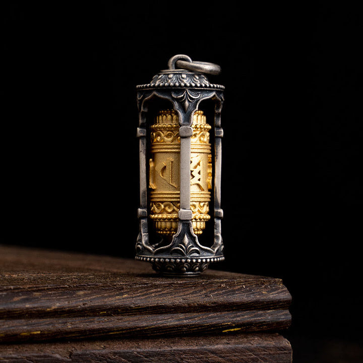 Buddha Stones 925 Sterling Silver Tibetan Prayer Wheel Om Mani Padme Hum Wisdom Necklace Pendant - Prayer Wheel(Pendant Only) - image 0