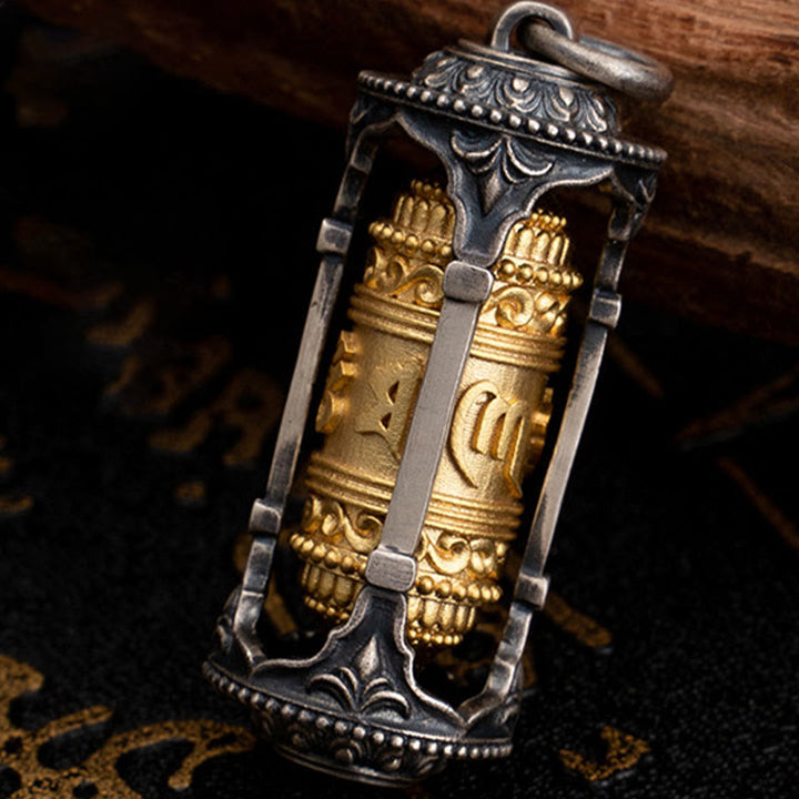 Buddha Stones 925 Sterling Silver Tibetan Prayer Wheel Om Mani Padme Hum Wisdom Necklace Pendant - image 8