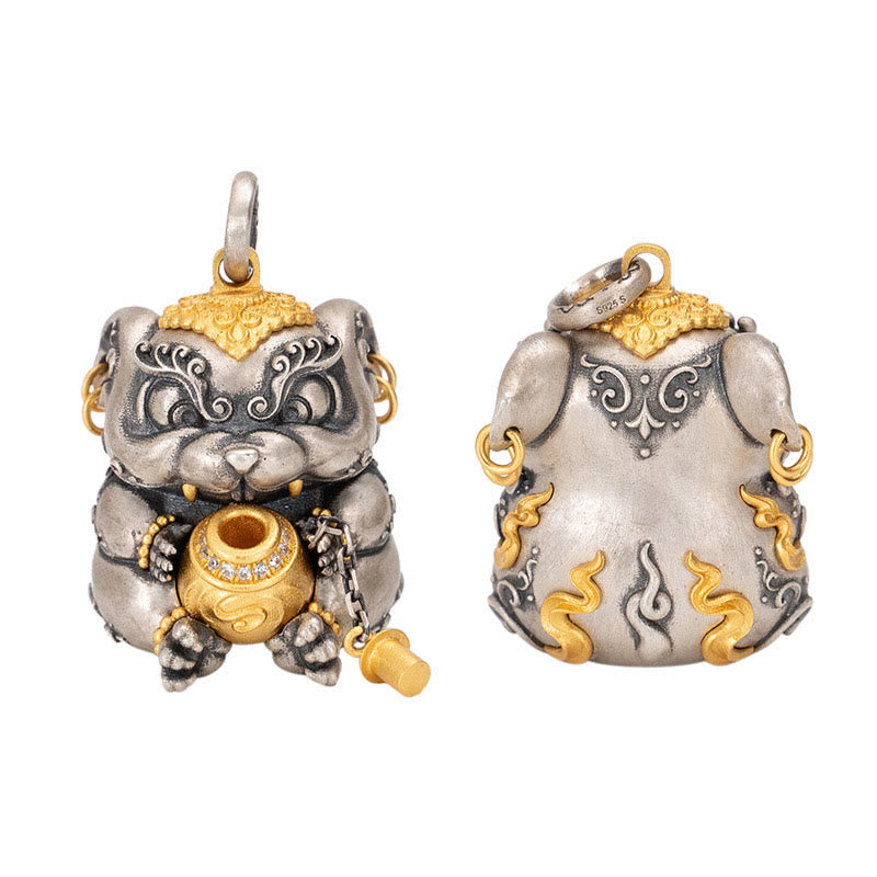 Buddha Stones 925 Sterling Silver Tibetan Treasure-spitting Rat Protection Necklace Pendant - image 11