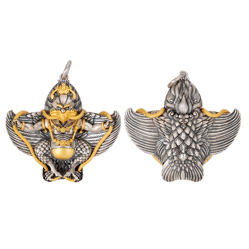 Buddha Stones 925 Sterling Silver Tibetan Garuda Bird Wisdom Necklace Pendant - image 11
