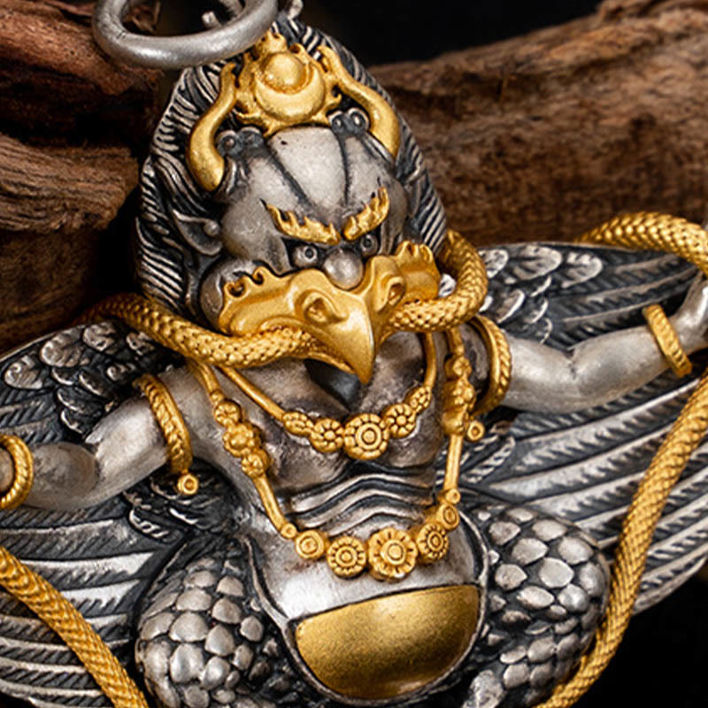 Buddha Stones 925 Sterling Silver Tibetan Garuda Bird Wisdom Necklace Pendant - image 8