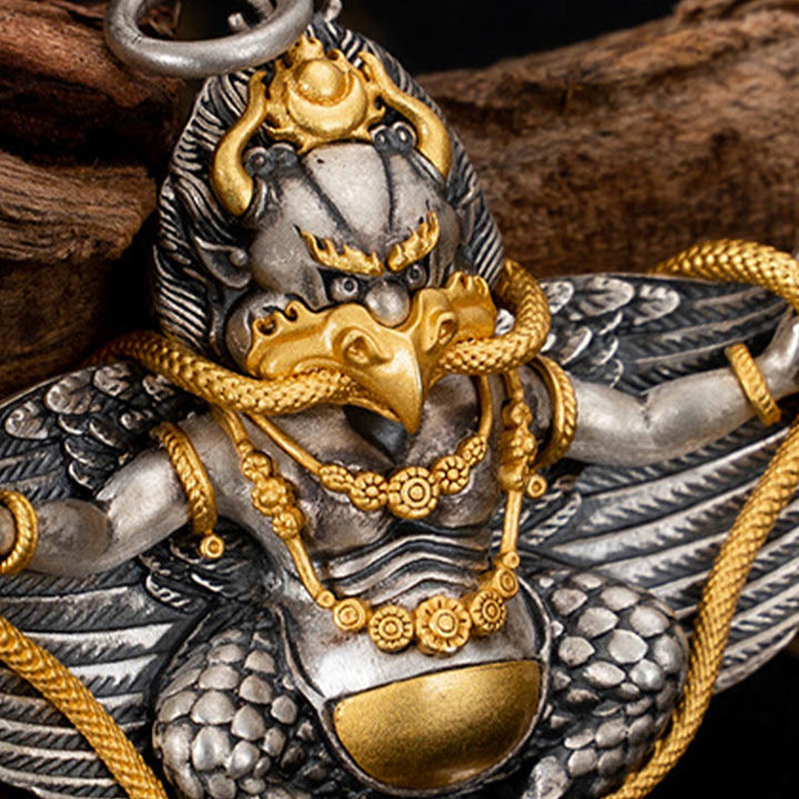 Buddha Stones 925 Sterling Silver Tibetan Garuda Bird Wisdom Necklace Pendant - image 8