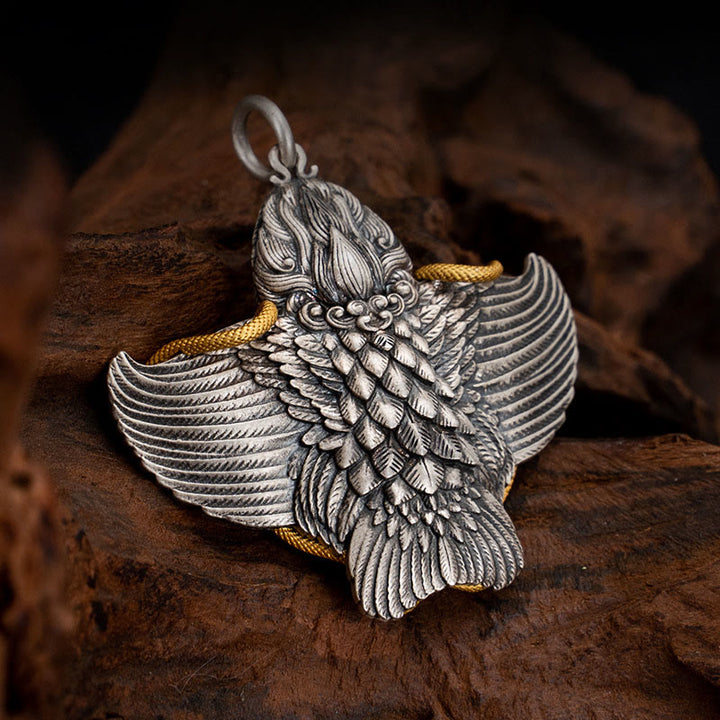 Buddha Stones 925 Sterling Silver Tibetan Garuda Bird Wisdom Necklace Pendant - image 2